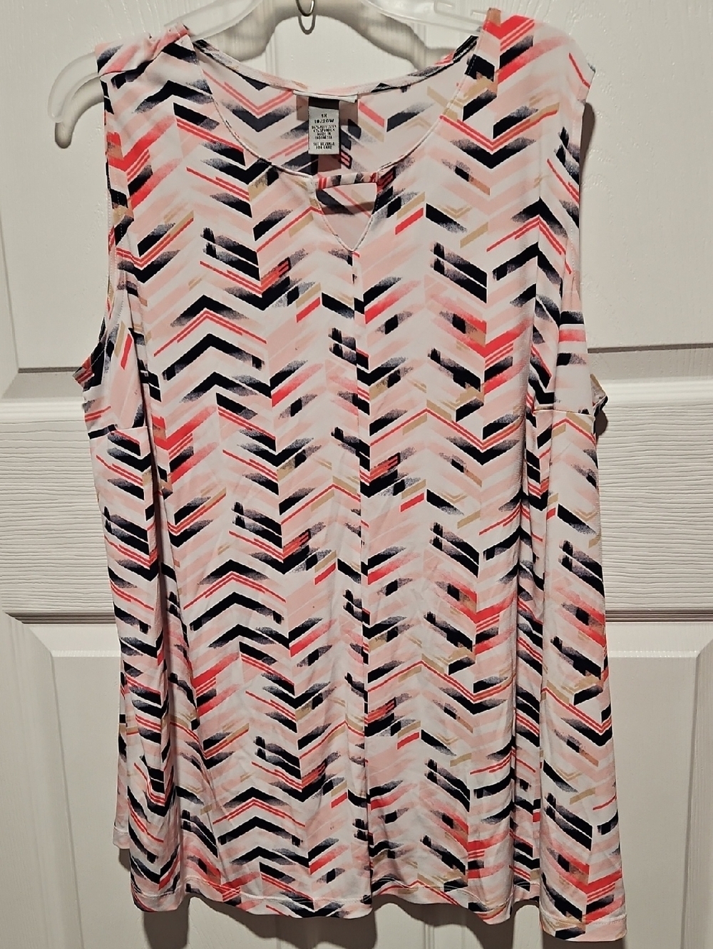 Catherines Pink, Black & Coral Chevron Sleeveless Tank